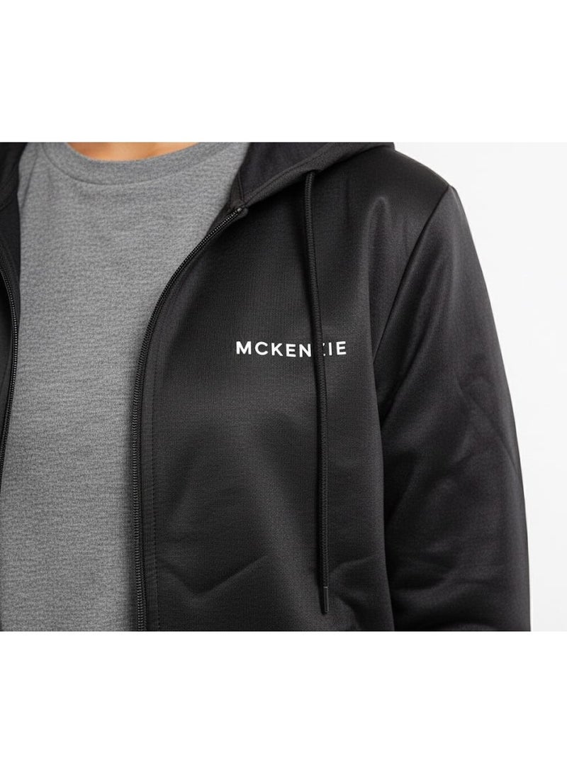 McKenzie هودي أسود بسحاب كامل للنساء - جاكيت كاجوال خفيف الوزن 100% بوليستر - Image 5