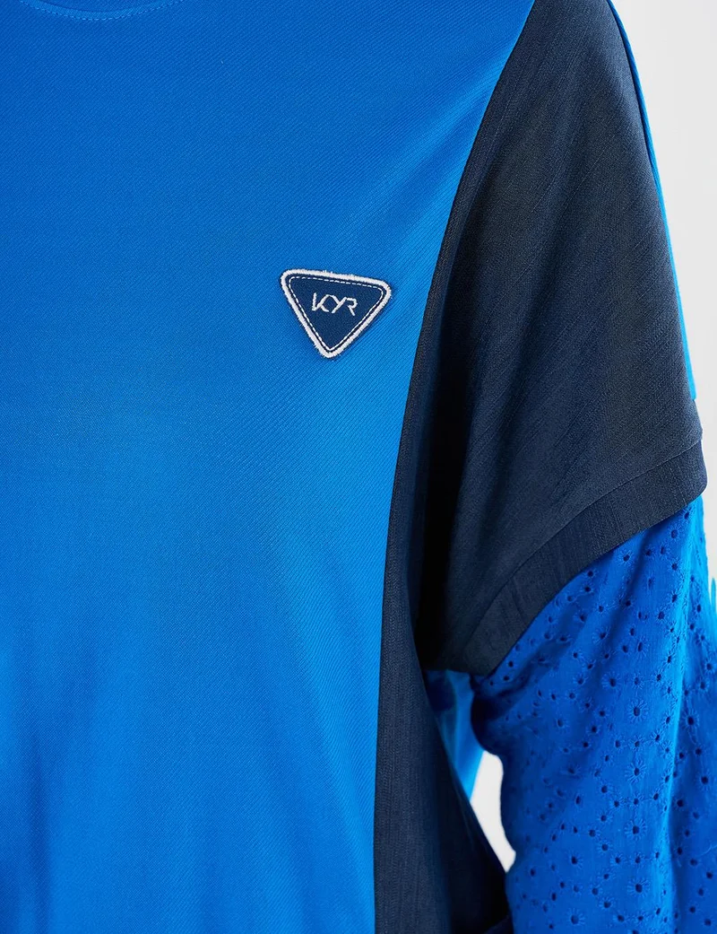 Kayra Embroidered Detailing Patch Pocket Sweatshirt in Cobalt Blue