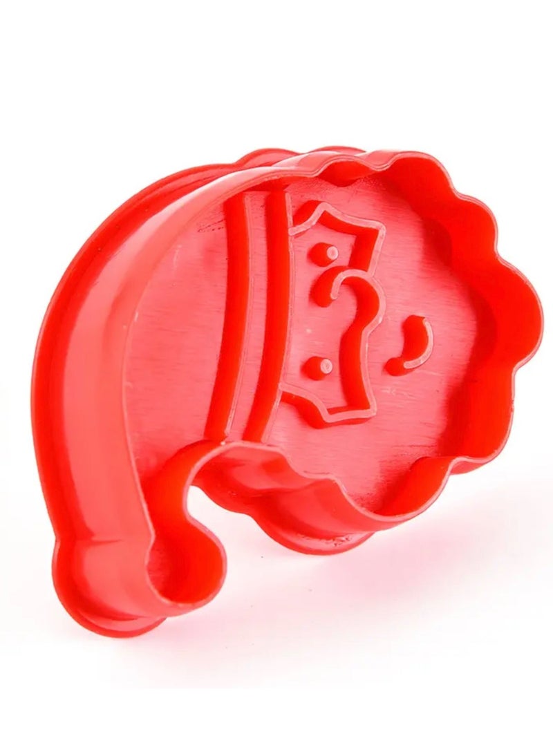 Christmas Magic 3D Cookie Cutters, Set of 4. Pressable Cutter Shapes with Santa Claus, Snowflake, Snowman and Christmas Tree, Plastic Baking Supplies for Fondant, Pastry. (Red) - Image 3