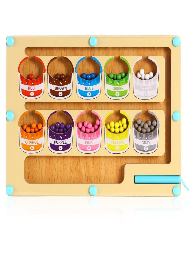 YSYONM Magnetic Color and Number Maze Montessori Toys Wooden Color Sorting Matching Counting Magnet Puzzle Board Learning & Educational Toys for 3+ Years Old Boys Girls - Image 1
