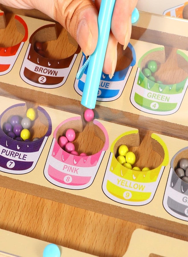 YSYONM Magnetic Color and Number Maze Montessori Toys Wooden Color Sorting Matching Counting Magnet Puzzle Board Learning & Educational Toys for 3+ Years Old Boys Girls - Image 4