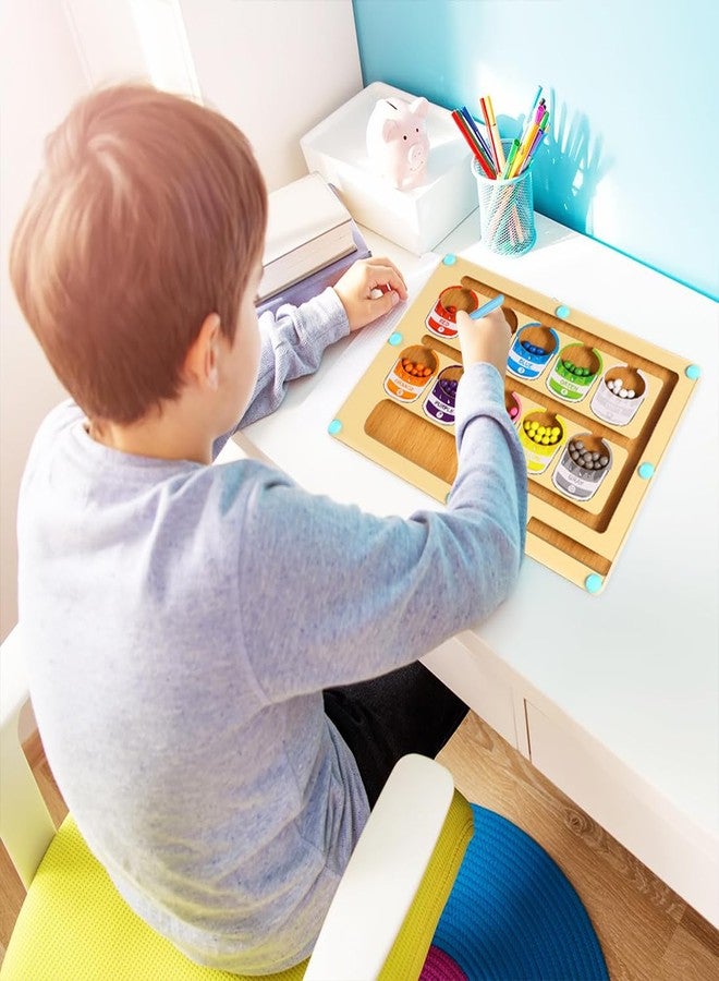 YSYONM Magnetic Color and Number Maze Montessori Toys Wooden Color Sorting Matching Counting Magnet Puzzle Board Learning & Educational Toys for 3+ Years Old Boys Girls - Image 5