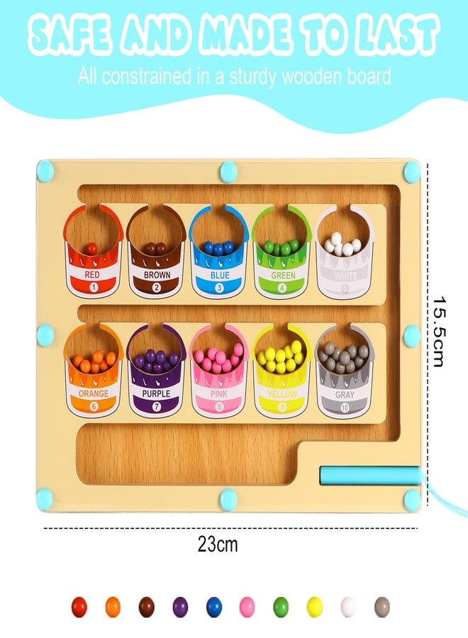 YSYONM Magnetic Color and Number Maze Montessori Toys Wooden Color Sorting Matching Counting Magnet Puzzle Board Learning & Educational Toys for 3+ Years Old Boys Girls - Image 2