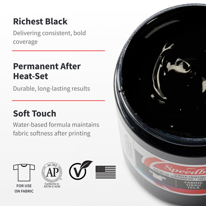 Speedball, 4560, Fabric Screen Printing Ink, 8 Fl oz., Black - Image 2