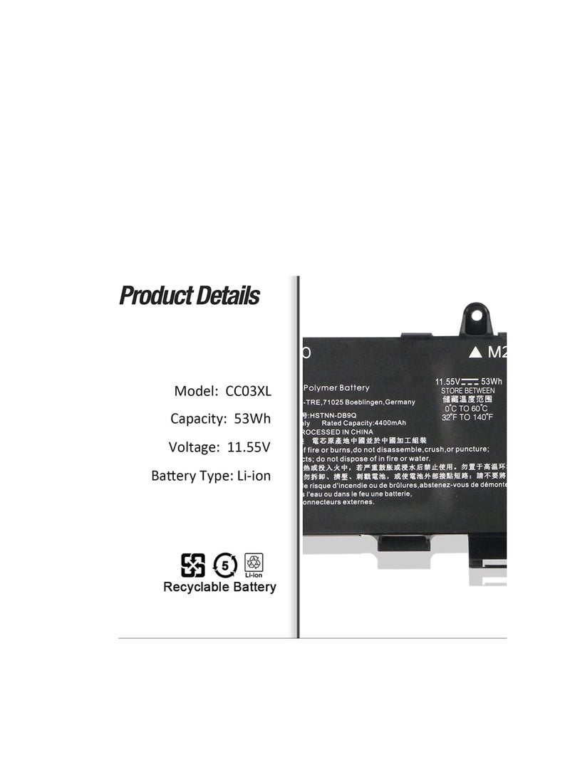 Terabyte Laptop Battery 53Wh CC03XL CC03053XL-PL Laptop Battery for HP EliteBook 830 835 840 845 G7 G8 Probook 635 Aero G7 G8 ZBook Firefly 14 G7 G8 MT32 Mobile Thin Client L78555-0055-0055-0055 L776 08-421 - Image 4