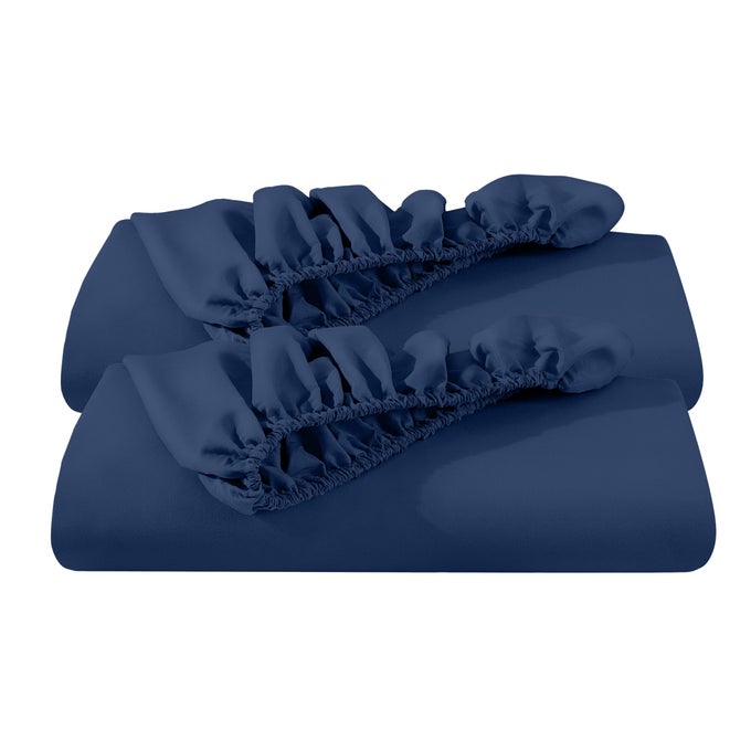 2PACK FITTED BOTTOM SHEETS TWIN XL PREMIUM 1800 ULTRASOFT WRINKLE RESISTANT MICROFIBER DEEP POCKET TWIN XL DARK BLUE