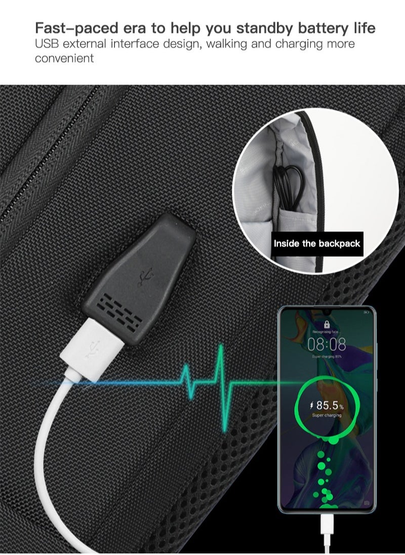 Laptop Backpack for Travel Water Resistant College Backpack for Men Laptop Bag with USB Charging Port,Black