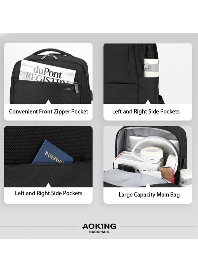 Laptop Backpack for Travel Water Resistant College Backpack for Men Laptop Bag with USB Charging Port,Black