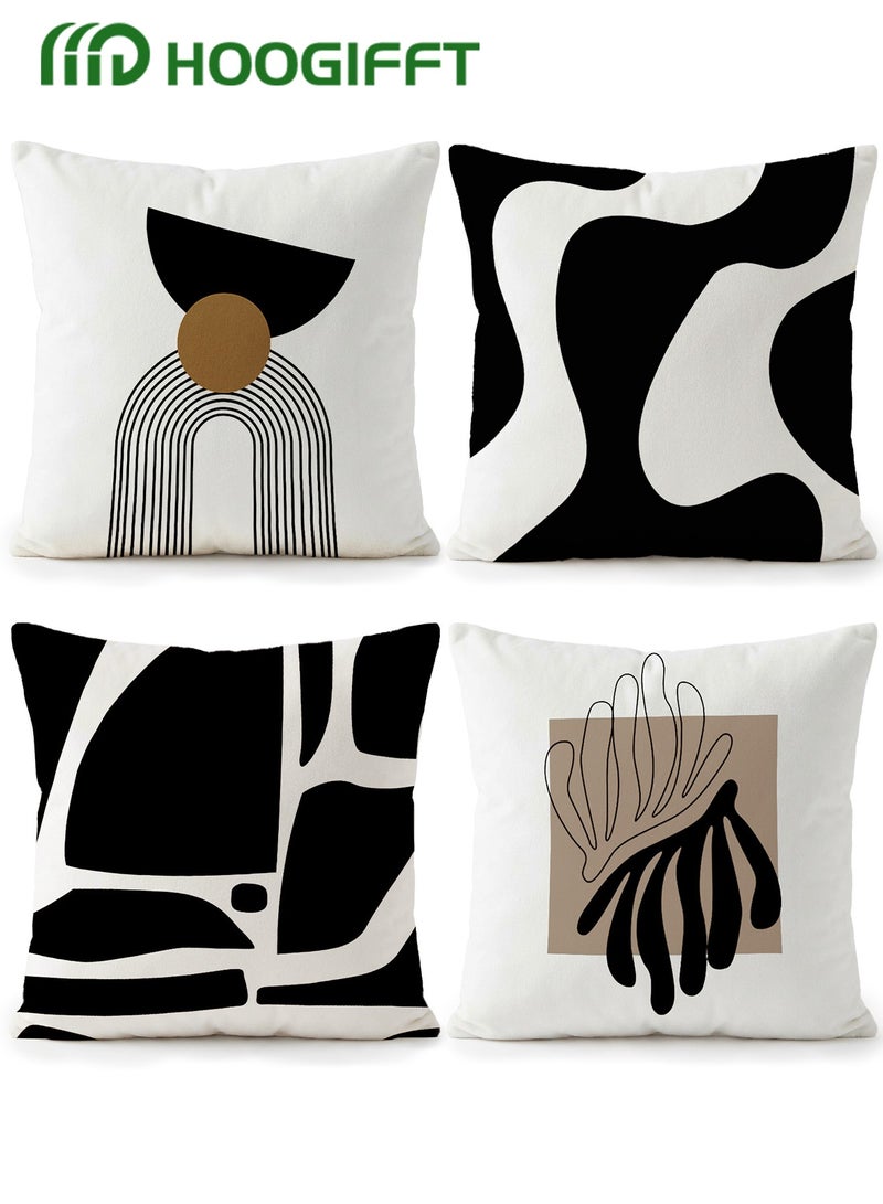 هوغيفت أغطية وسادة مجموعة من 4 ، رمي غطاء وسادة ، الطراز الحديث وسادة يغطي 45 سنتيمتر x 45 سنتيمتر ، ل غرفة المعيشة أريكة الأريكة السرير وسادات 18 × 18 بوصة (نمط مزدوج الوجهين) - Image 1