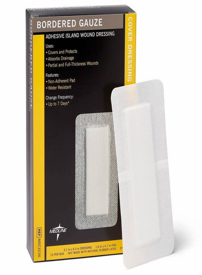 Medline Sterile Bordered Gauze, 3" x 6" with 1.5" x 4" Pad (Pack of 15) - Image 2