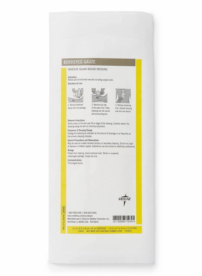 Medline Sterile Bordered Gauze, 3" x 6" with 1.5" x 4" Pad (Pack of 15) - Image 3
