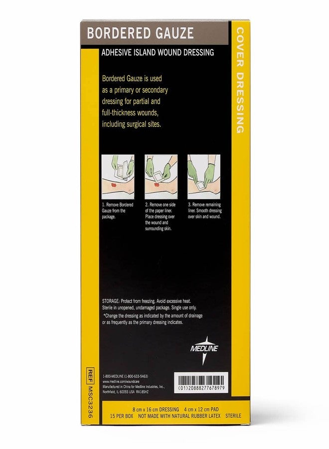 Medline Sterile Bordered Gauze, 3" x 6" with 1.5" x 4" Pad (Pack of 15) - Image 5