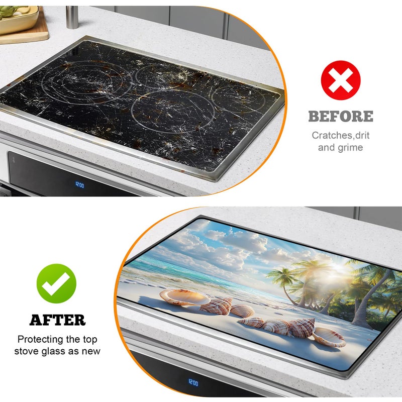 AOHMPT Multi-Design Stove Top Cover for Glass/Electric Stoves - 3-in-1 Heat-Resistant Protector Mat, Non-Slip Drying Rack 28"x20" - Image 5