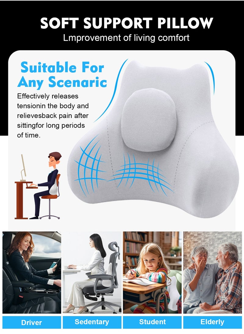 HomarKet Lumbar Support Pillow for Office Car Back Support Pillow with Memory Foam Pad Back Cushion for Back Pain Relief Improve Posture Cushion  - Image 2