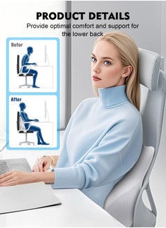 HomarKet Lumbar Support Pillow for Office Car Back Support Pillow with Memory Foam Pad Back Cushion for Back Pain Relief Improve Posture Cushion  - Image 3