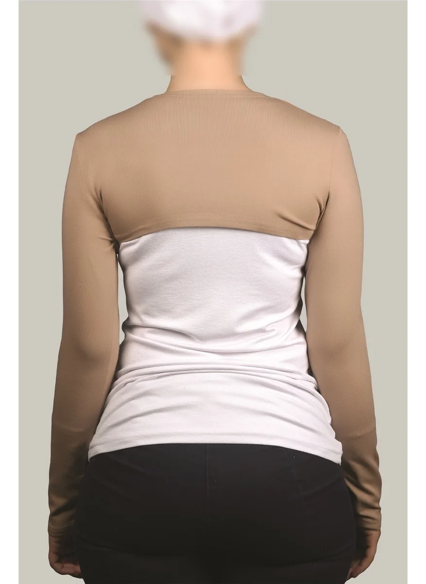 Altobeh Long Sleeve Hijab Bolero - Dark Beige