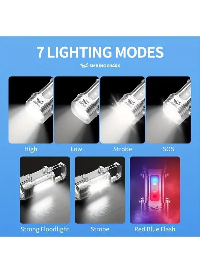 TIP 138K Mini Super Bright LED Rechargeable Flashlight 7 Modes COB Floodlight Portable Keychain Camping Light For Outdoor Emergency - Image 4