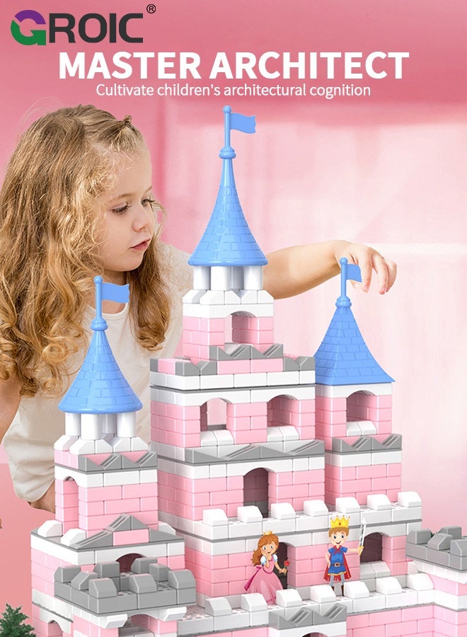 GROIC House Building Set for Kids, 286 Pcs Bricklayer DIY Princess Castle Building Toys, STEM Building House Toy for Toddlers, Construction House Kit Creative Building Playset House Model - Image 3