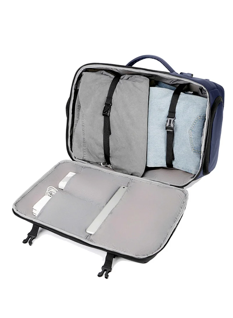 Hike Blue Unisex Expandable Shoulder Backpack Water Resistant Laptop Daypack with 360° Degree Opening and Separate Laptop Compartment for Travel/Business/College, HK21, Blue  | Best Price UAE