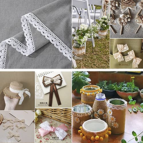 HERZWILD 32.8 Yards White Sewing Lace Ribbon Cotton Lace Trim White Vintage Decorative Trim Crochet Decorative Textile Fabric for Sewing Crafts Wedding Decoration(30m/W) - Image 5