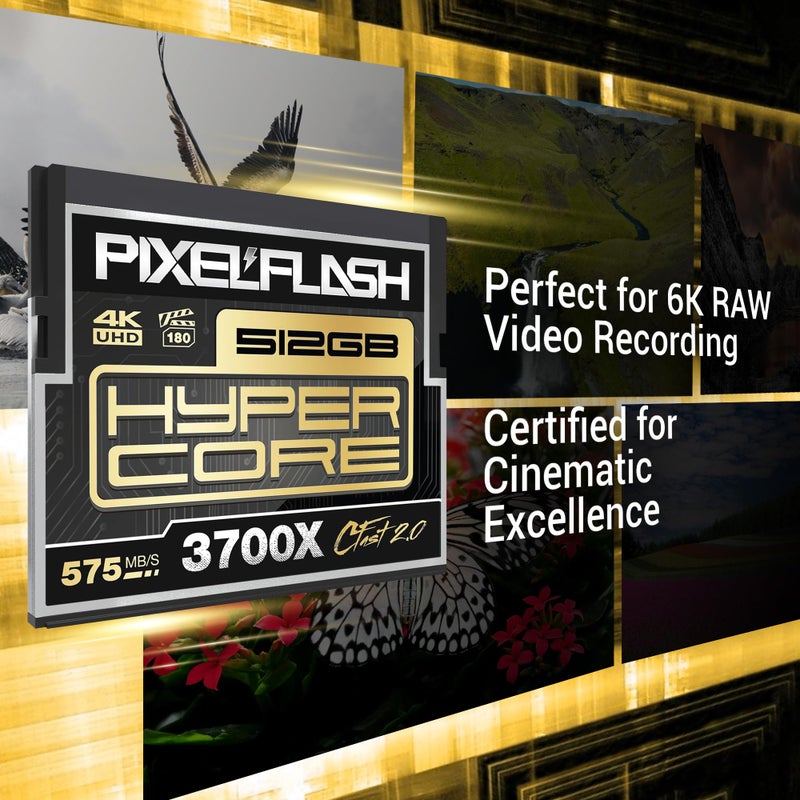 PixelFlash بطاقة 512 جيجابايت بيكسل فلاش CFast 2.0 3600X هايبر كور 565 ميجابايت/ثانية SATA3 VPG180 بطاقة C فاست متوافقة مع كاميرات الفيديو والصور السينمائية DSLR مختبرة ومعتمدة ذاكرة فلاش 512 جيجابايت موديل 2024 - Image 5