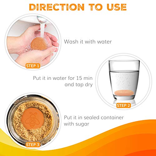 ENOLVO Terracotta Brown Sugar Saver- Brown Sugar Keeper Disc to Maintain Food Moisture in Storage Container - Terra Cotta Bear Softener Alternative - 1Pack - Image 3