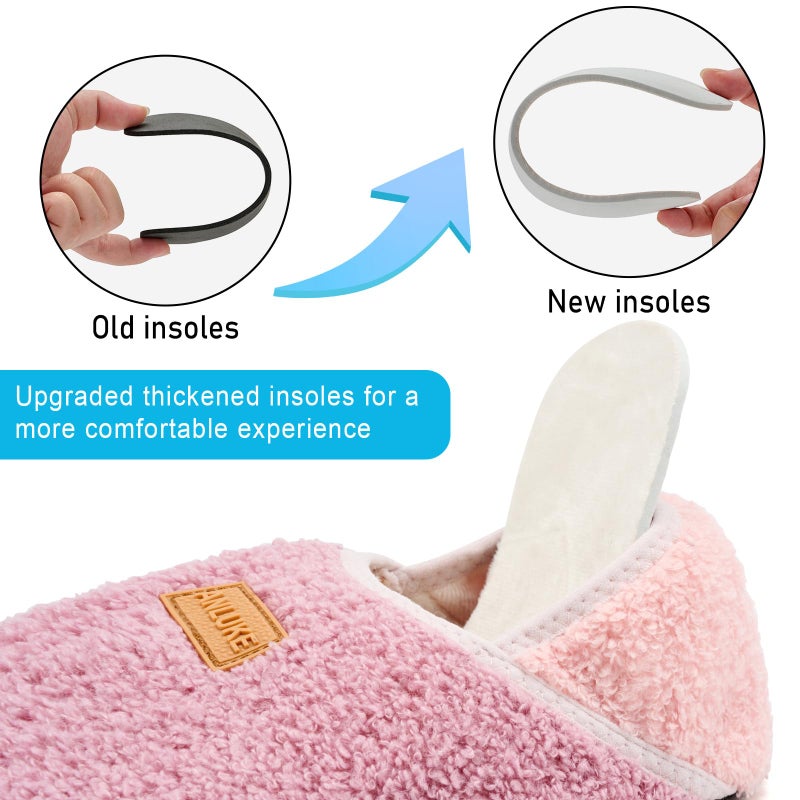 ANLUKE Slipper for Women Men Slipper Socks Fuzzy House Shoes Rubber Sole Slip On Soft-Lightweight Non Slip Indoor/Outdoor Pink - Image 5