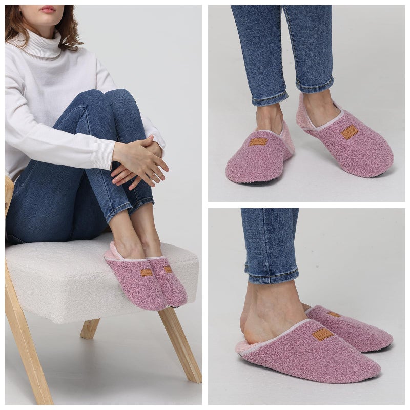 ANLUKE Slipper for Women Men Slipper Socks Fuzzy House Shoes Rubber Sole Slip On Soft-Lightweight Non Slip Indoor/Outdoor Pink - Image 2