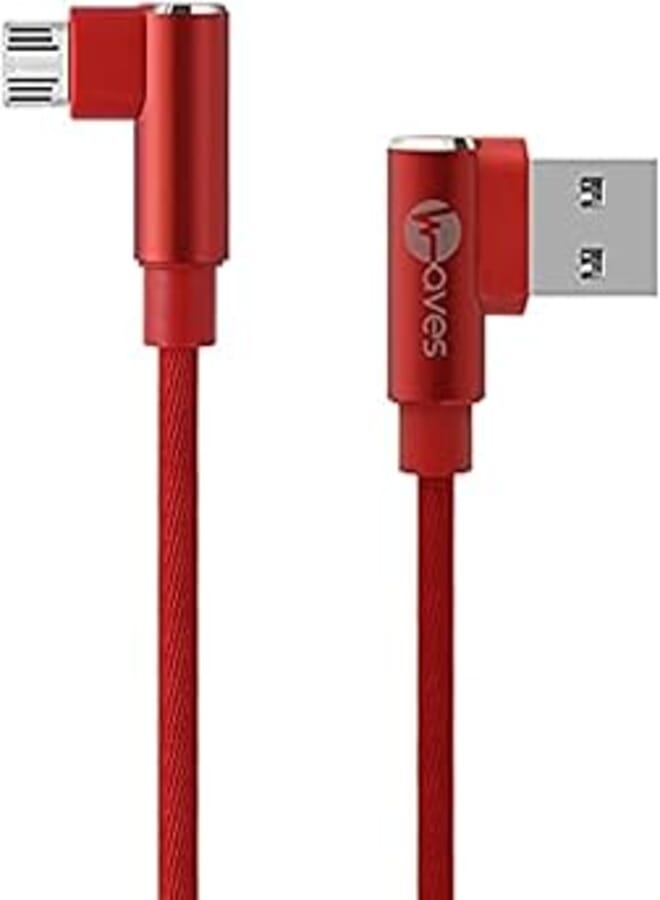 Waves micro to usb cable for charging, data transferring and gaming, 2.4 a, 1.2 meters - red