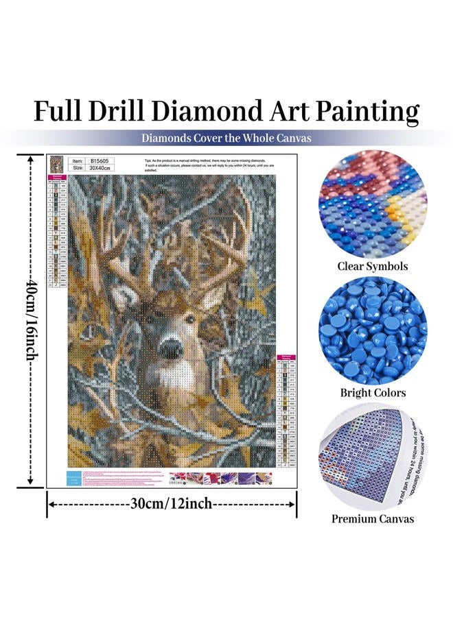 Fountor Deer Diamond Art Kits for Adults, Deer Diamond Painting Kits for Adults Beginners, DIY 5D Forest Diamond Painting with Round Gem Art Kits for Gift Home Wall Decor 12x16 Inch - Image 4