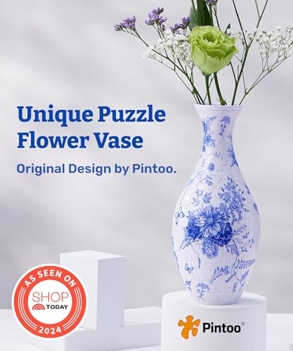 Pintoo 3D Puzzle Vase Unique Flower Vase Made by 160 Curved Plastic Puzzle Pieces House Warming Gift for Flower Arrangements and Home Decoration - [S1033] (Classic, Blooming Season) - Image 2