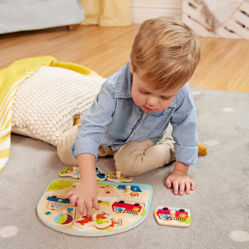 B. Toys ب. ألعاب - لغز دبابيس خشبية للمركبات - سيارات، شاحنات والمزيد - لغز للأطفال الصغار - 7 قطع سميكة - لعبة تعليمية مبكرة - 18+ شهر - مغامرة أثناء التنقل - Image 2