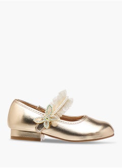 Flora Bella By Shoexpress Ruffle Detail Ballerina Shoes with Hook and Loop Closure  - Image 3