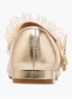 Flora Bella By Shoexpress Ruffle Detail Ballerina Shoes with Hook and Loop Closure  - Image 5