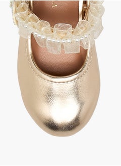 Flora Bella By Shoexpress Ruffle Detail Ballerina Shoes with Hook and Loop Closure  - Image 4