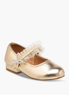 Flora Bella By Shoexpress Ruffle Detail Ballerina Shoes with Hook and Loop Closure  - Image 2