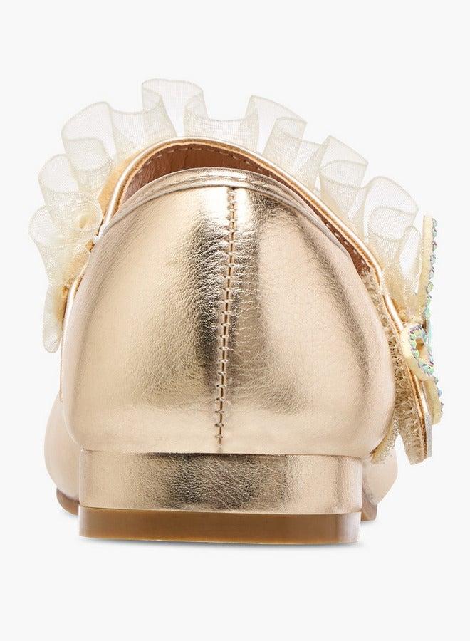 Flora Bella By Shoexpress Ruffle Detail Ballerina Shoes with Hook and Loop Closure - Image 5