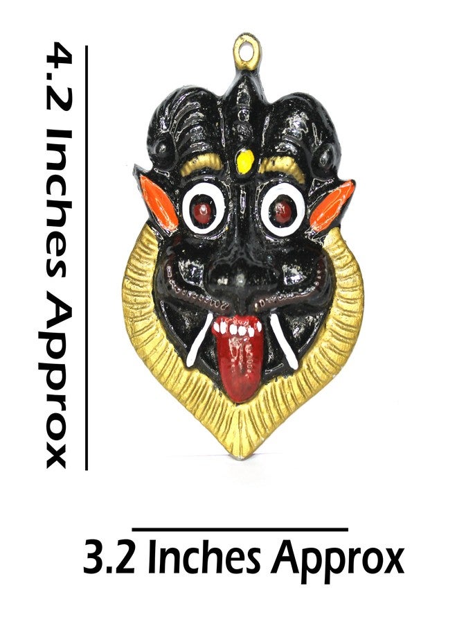 GRI9 Metal Tibetan Buddhism Mahakal Nazar Battu Face Mask For Negative Energy Remover And Evil Eye Protector Nepalese Home Wall Decor (Small Black) - Image 2