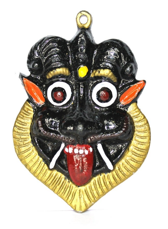 GRI9 Metal Tibetan Buddhism Mahakal Nazar Battu Face Mask For Negative Energy Remover And Evil Eye Protector Nepalese Home Wall Decor (Small Black) - Image 1