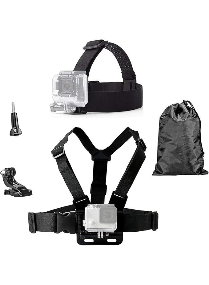 TEKCAM Action Camera Head Strap Chest Strap Mount Chest Harness with Carrying Bag Compatible with Gopro Hero 12 11 10 9 8 7/AKASO EK7000 Brave 4 V50/Apexcam/Dragon Touch/WOLFANG Action Camera - Image 1