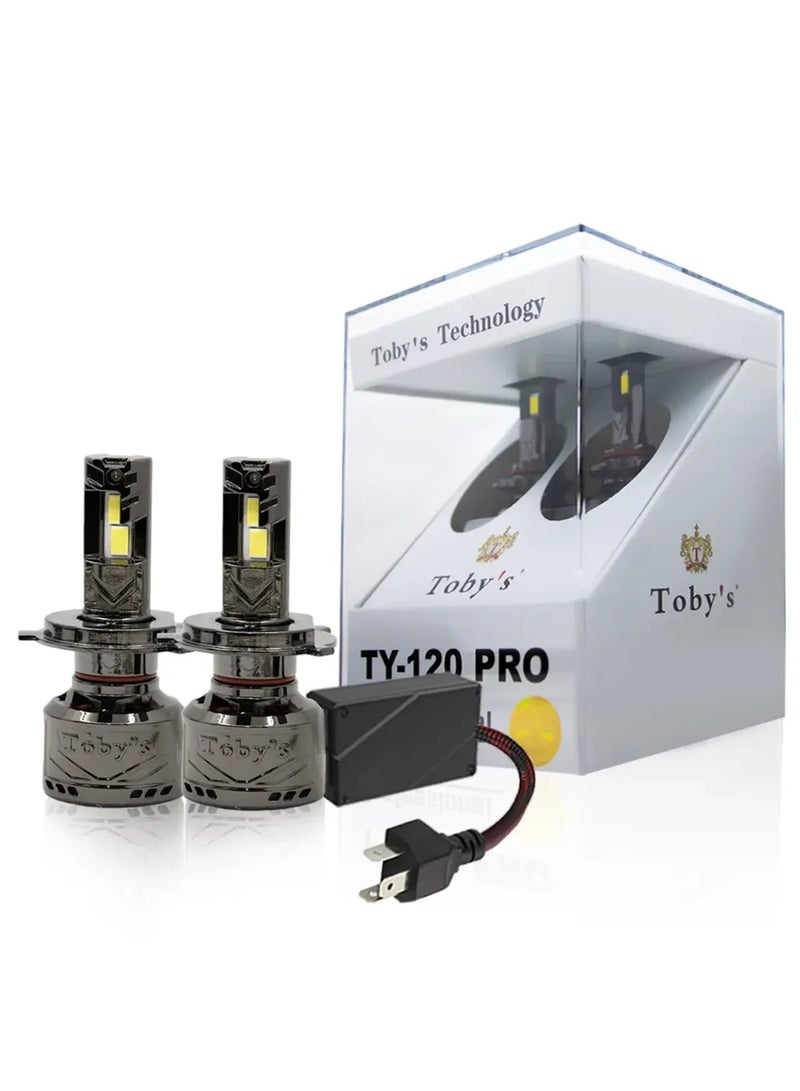 توبيز لمبات مصابيح أمامية LED للسيارة من Tobys TY120 PRO، قطعتان، أصلية، بقوة 120 وات، 12000 لومن، بدرجة حرارة لون 6500 كلفن - TY 120 Pro HL - H13