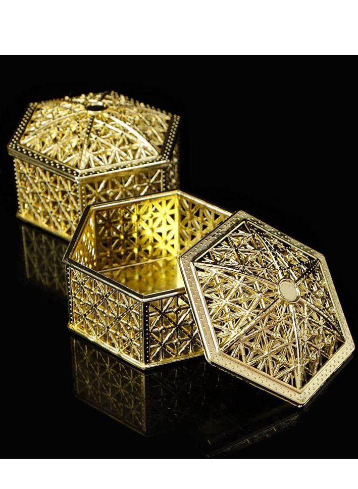 XiuWoo 12 Pcs Hexagon Candy Boxes Plastic Wedding Favor Hollow Jars Storage Gift for Baby Shower Birthday Party,Hexagon Gold - Image 5