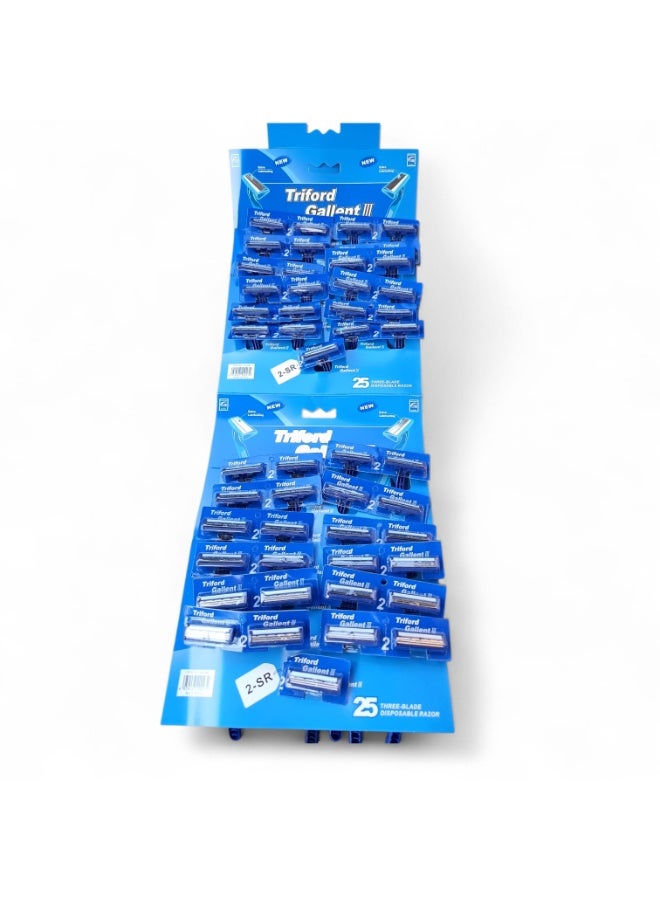50-Piece Disposable Razor Blade Set, Blue/Silver