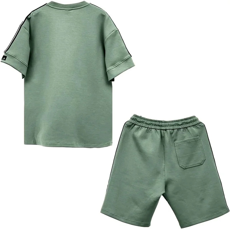 سيدرو Cedro Men's Oversize Graphic Tee & Shorts Set in Green