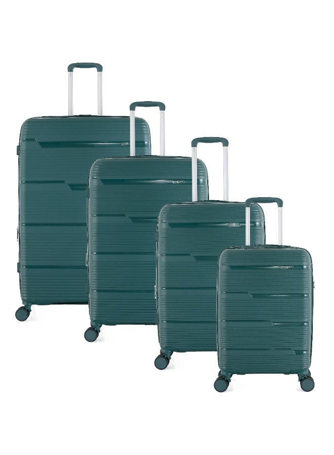 اتش تي طقم حقائب سفر H.T مكون من 4 قطع - حقائب سفر متينة ذات غلاف صلب مزودة بعجلات دوارة ومقبض تلسكوبي وسحابات مضادة للسرقة (38/65/100/145 لتر، طقم سفر خفيف الوزن) (أخضر داكن، طقم من 4 قطع 20/24/28/32 بوصة) - Image 1
