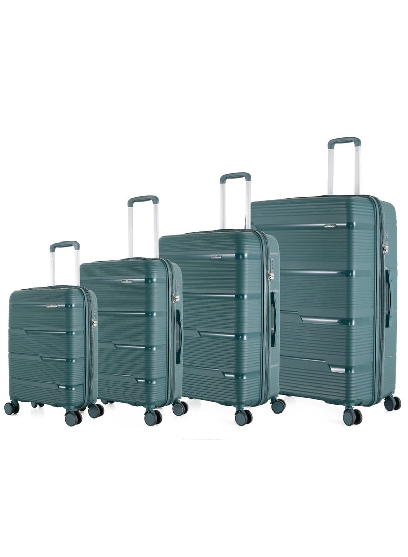 اتش تي طقم حقائب سفر H.T مكون من 4 قطع - حقائب سفر متينة ذات غلاف صلب مزودة بعجلات دوارة ومقبض تلسكوبي وسحابات مضادة للسرقة (38/65/100/145 لتر، طقم سفر خفيف الوزن) (أخضر داكن، طقم من 4 قطع 20/24/28/32 بوصة) - Image 2