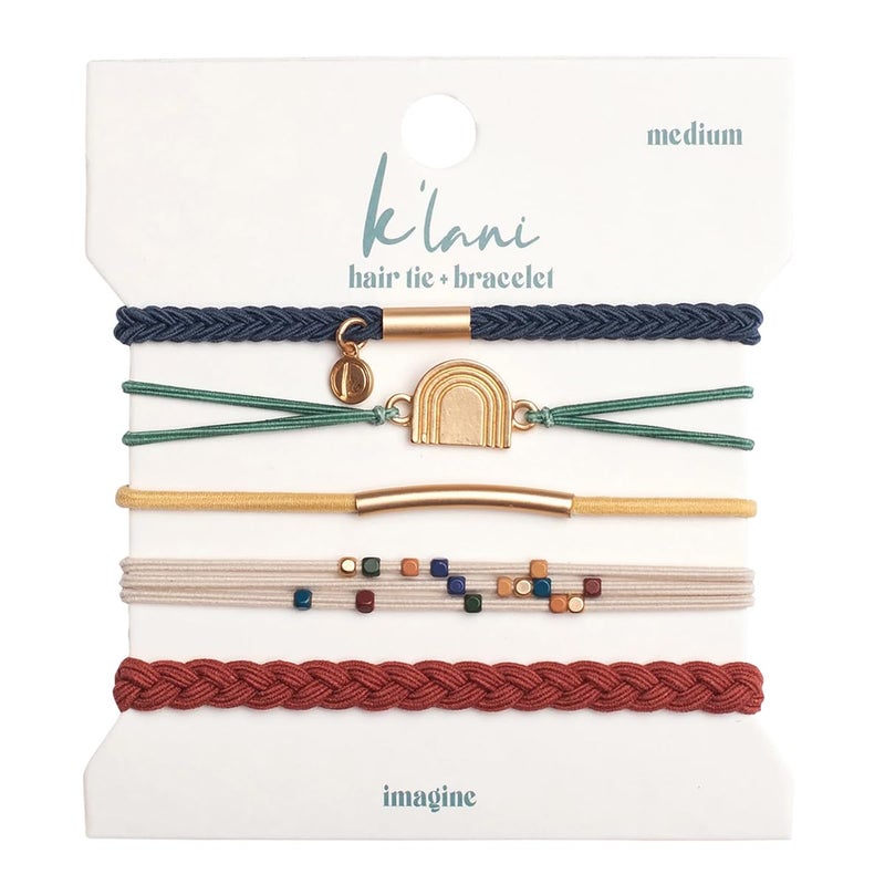 K'lani Hair Tie Bracelets for Women - Elastic Hair Bands That Double as Stylish Jewelry - Imagine - Medium - Image 1