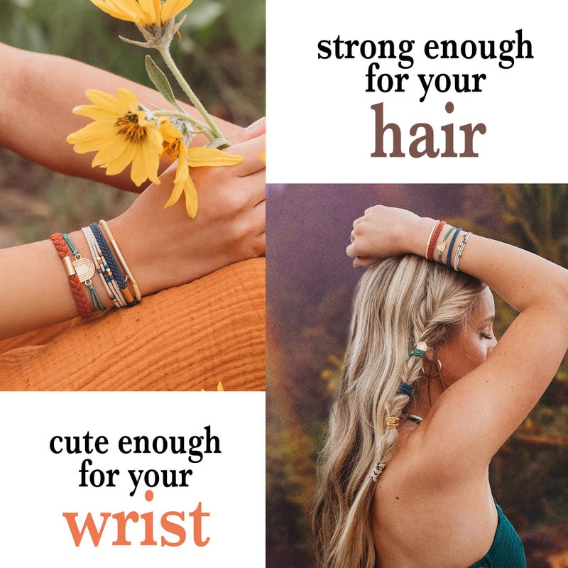 K'lani Hair Tie Bracelets for Women - Elastic Hair Bands That Double as Stylish Jewelry - Imagine - Medium - Image 2