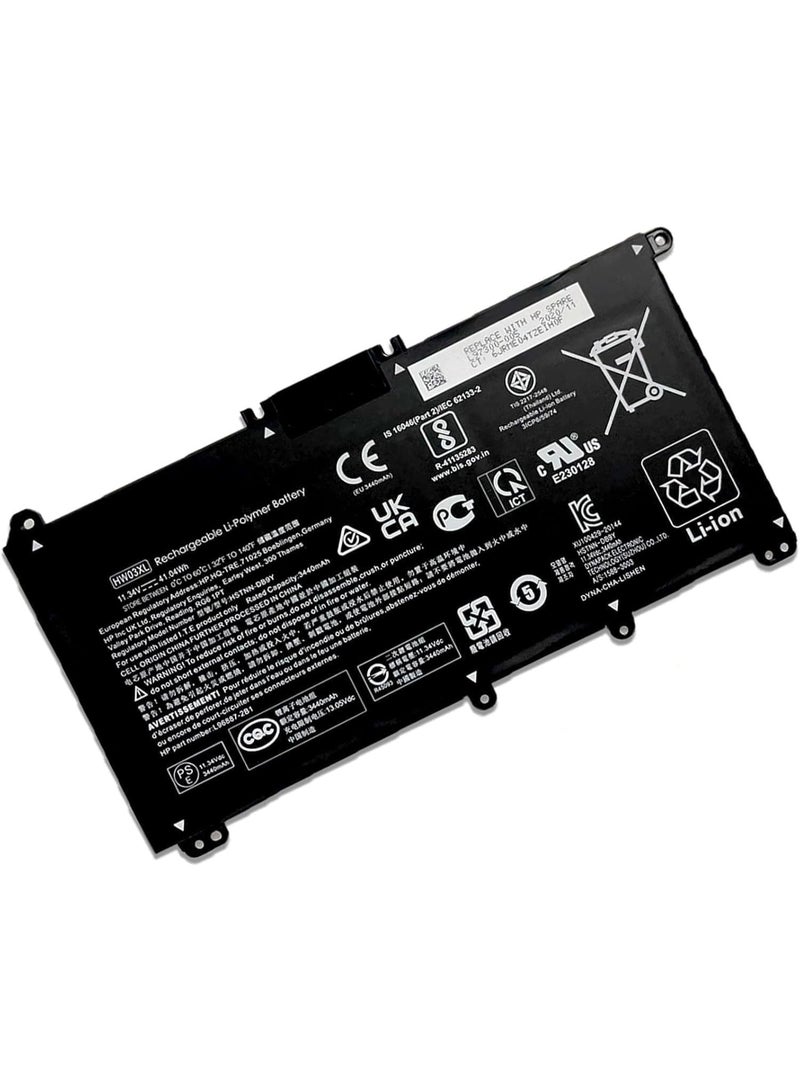 بطارية لأجهزة HP Pavilion من السلسلة 15-EG، 15-eg00xxxx، 15-eg0073cl، 15-EH، 15-eh00xxxx، 17-CN، 17-cn0xxx، 17-CP، 17-cpo700dx، HSTNN-IB90، L96887-1D1، L96887-421، HW03041XL - Image 1
