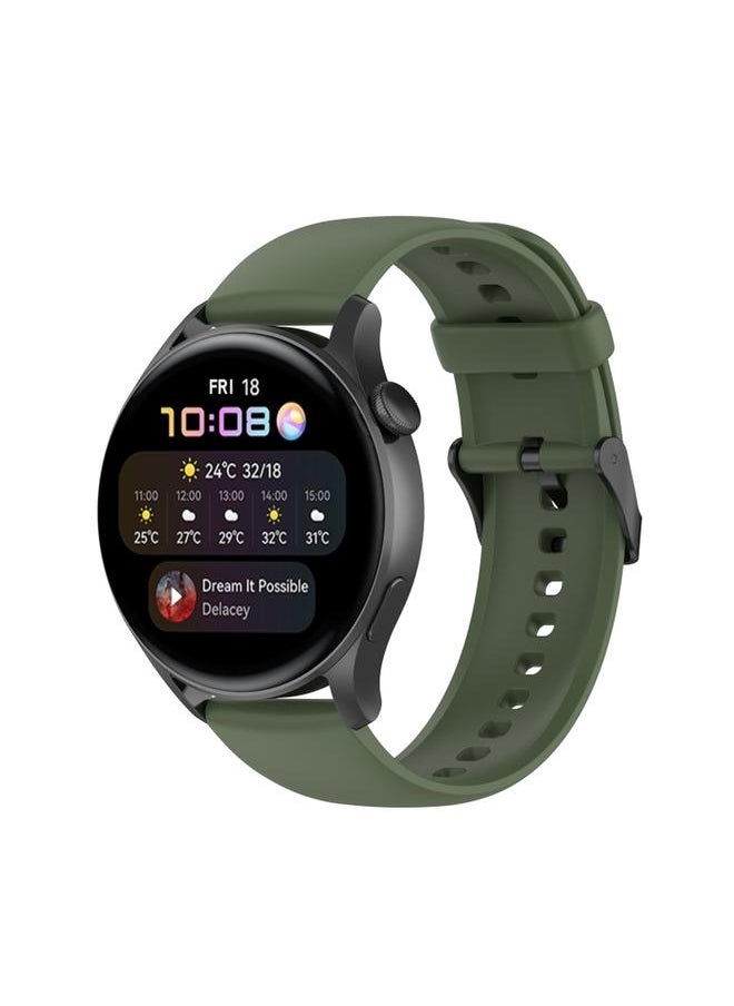 لساعة Huawei Watch3 الجديدة ذات اللون الصلب من السيليكون الناعم بسوار أخضر داكن